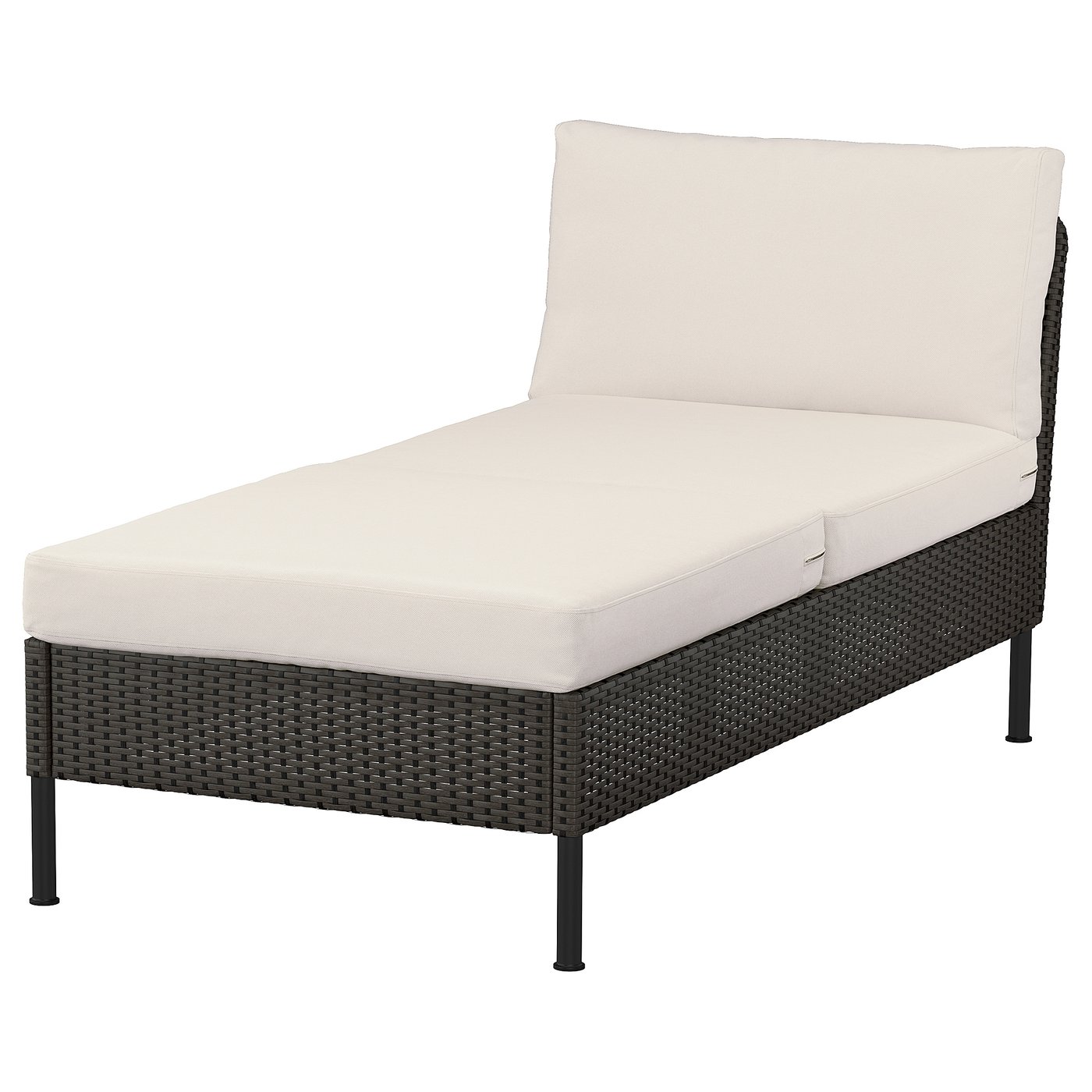 VITTSKÄR Modular chaise longue - outdoor plastic rattan dark grey/Frösön/Duvholmen beige