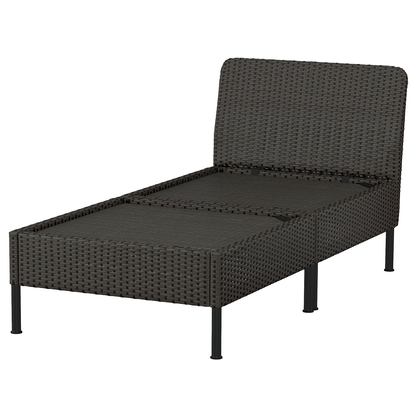 VITTSKÄR Modular chaise longue - outdoor/plastic rattan dark grey