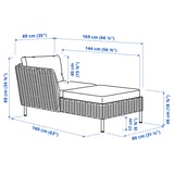 VITTSKÄR Modular chaise longue, with armrest outdoor/plastic rattan dark grey Frösön/Duvholmen beige