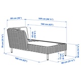 VITTSKÄR Modular chaise longue, with armrest outdoor/plastic rattan dark grey