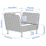 VITTSKÄR Modular lounge chair, plastic rattan dark grey