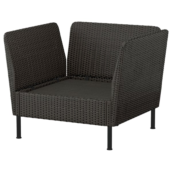 VITTSKÄR Modular lounge chair, plastic rattan dark grey