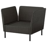 VITTSKÄR Modular lounge chair, plastic rattan dark grey