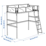 VITVAL Loft bed frame, white/light grey, Single