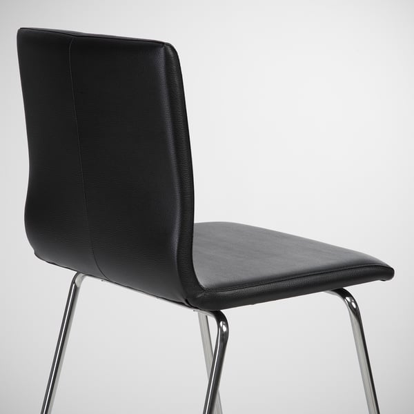 VOLFGANG Bar stool with backrest, chromeplated, Bomstad black IKEA
