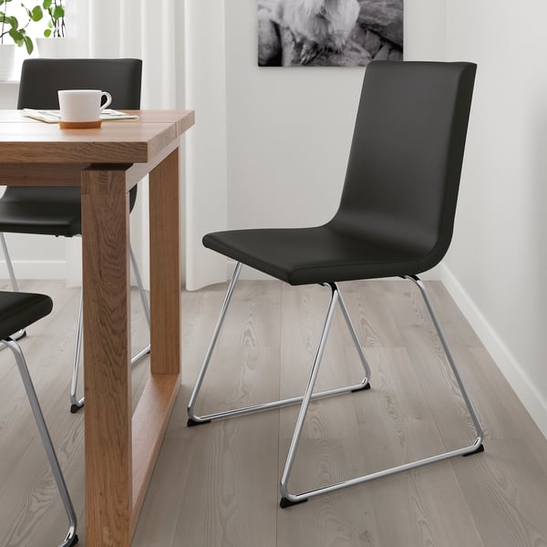 VOLFGANG Chair, chromeplated, Bomstad black IKEA