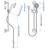 VOXNAN Riser rail w handshower/wall outlet, chrome-plated