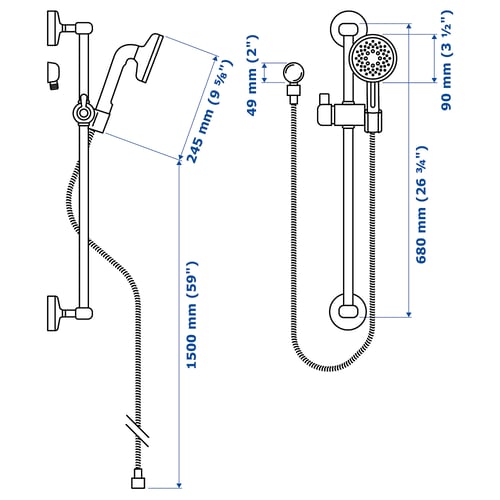 Illustration with measurements for the product: VOXNAN.
