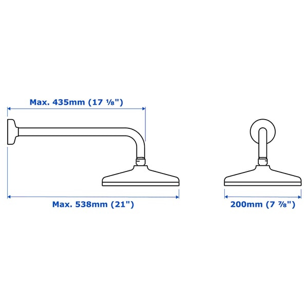 VOXNAN Single-spray showerhead with arm, chrome-plated