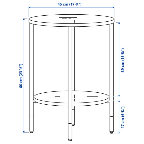 Illustration with measurements for the product: ÄSPERÖD.