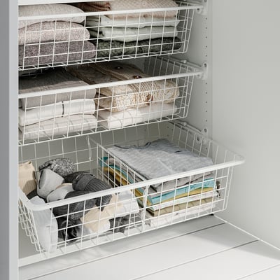 ALTARLIDEN Wire basket with pull-out rail, white, 60x42 cm