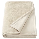 ÅSJORDFLY ivory throw, soft teddy fur, folded rectangle, eco-friendly.