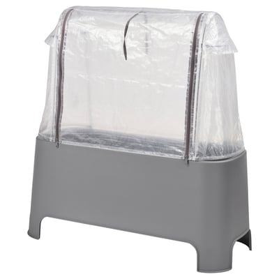 ASPAREN grey rectangular planter with clear zip cover.
