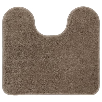 Beige BACKMÅRA bath mat with u-cut, soft recycled polyester, latex grip.
