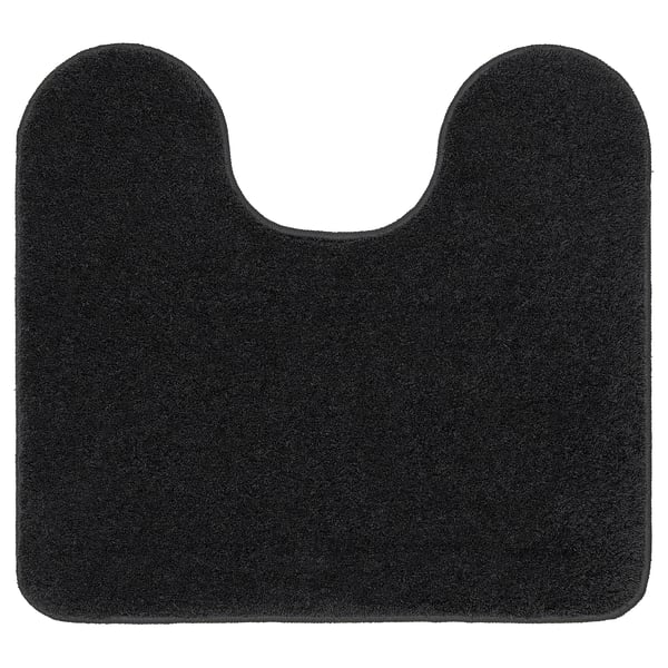 BACKMÅRA black bath mat, soft recycled polyester, u-shape, non-slip latex backing.