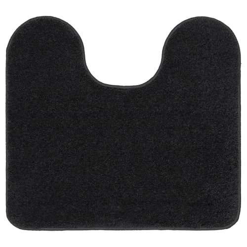 BACKMÅRA black bath mat, soft recycled polyester, u-shape, non-slip latex backing.