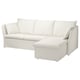 Option: An ikea BACKSÄLEN white sectional sofa with a chaise lounge, clean lines, and supportive cushions.