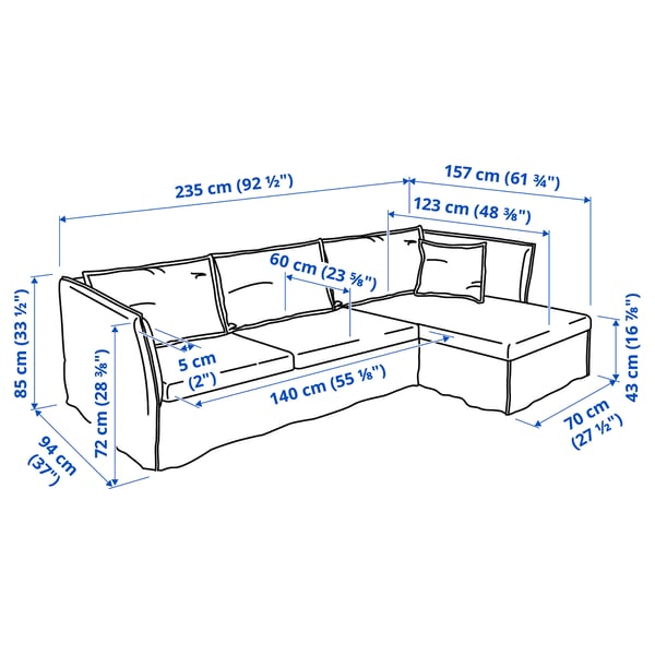 Illustration with measurements for the product: BACKSÄLEN.