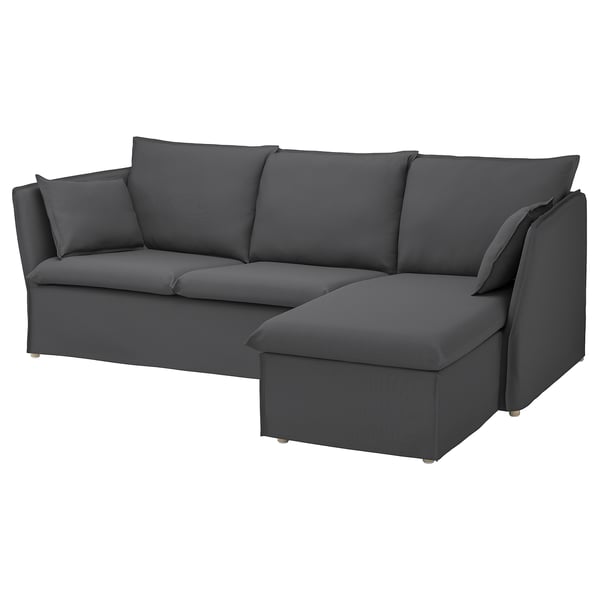 Modern gray l-shaped sofa, sleek and stylish design for corner placement.