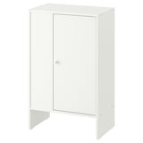 A white BAGGEBO storage cabinet with a single door, ideal for organizing and hiding toys or other items.