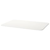 White BEKANT desk top, rectangular, melamine surface, rounded edges.
