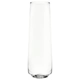 Clear, tall, cylindrical glass vase with smooth base and sides.