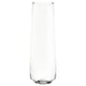 Clear, tall, cylindrical glass vase with smooth base and sides.
