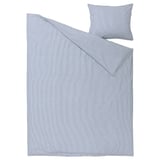 Blue striped BERGPALM bedding set with cotton duvet & pillowcases, classic handcrafted design.