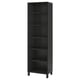 Option: Tall black ikea BESTÅ bookcase with five open shelves. Sleek modern design, sturdy build, perfect for storage or display.