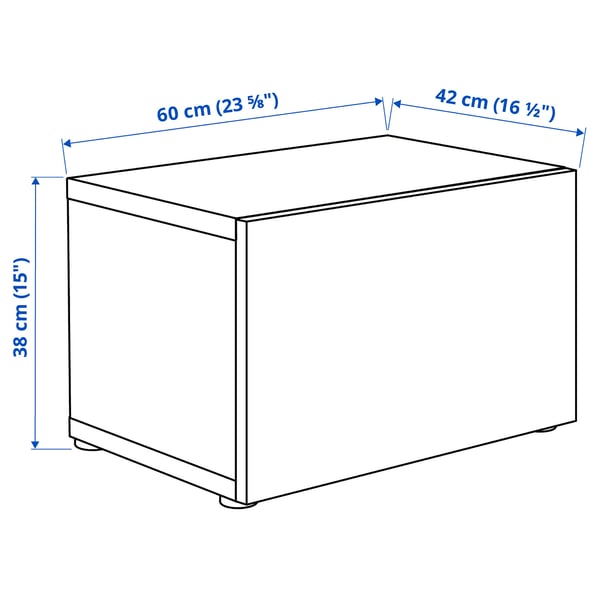Illustration with measurements for the product: BESTÅ.