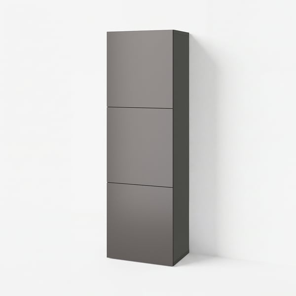 BESTÅ Shelf unit with doors, dark grey/Lappviken dark grey, 60x42x193 cm