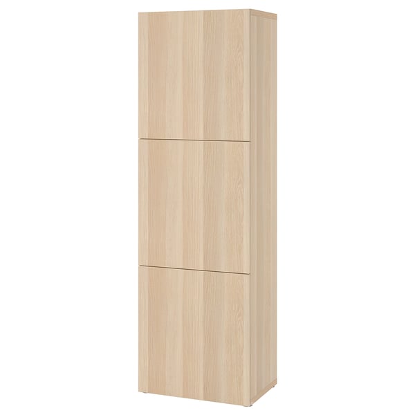 Tall BESTÅ storage cabinet with 3 doors, brown, modern design.