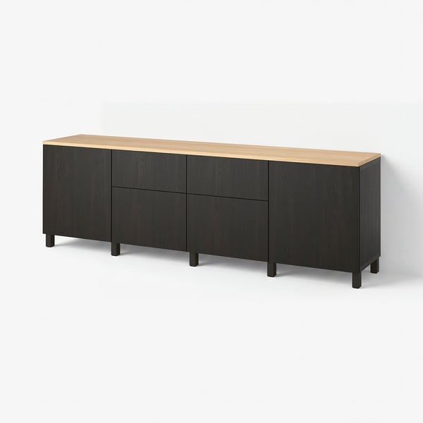 BESTÅ Storage combination, black-brown/Lappviken black-brown, 240x42x76 cm