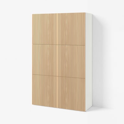 BESTÅ Storage combination with doors, white/Björköviken oak veneer, 120x42x193 cm