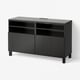 BESTÅ TV bench with doors, black-brown/Lappviken/Stubbarp black-brown, 120x42x74 cm