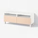 BESTÅ TV bench with drawers, white/Björköviken/Stubbarp birch veneer, 120x42x48 cm