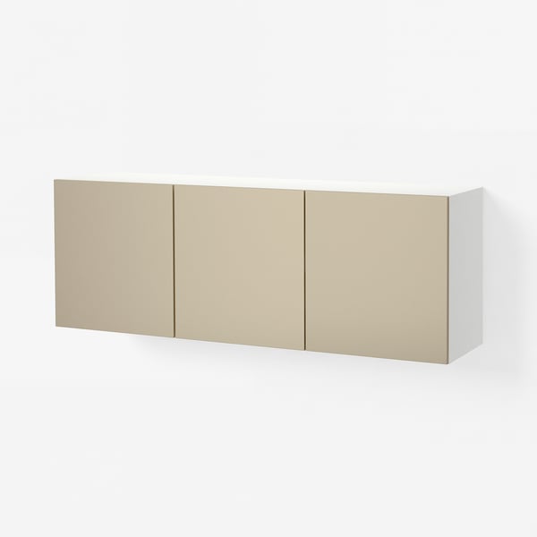 BESTÅ Wall-mounted cabinet combination, white/Riksviken light bronze effect, 180x42x64 cm