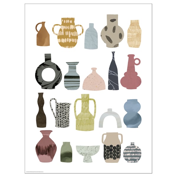 BILD poster with assorted colorful vases, variety of shapes and patterns.