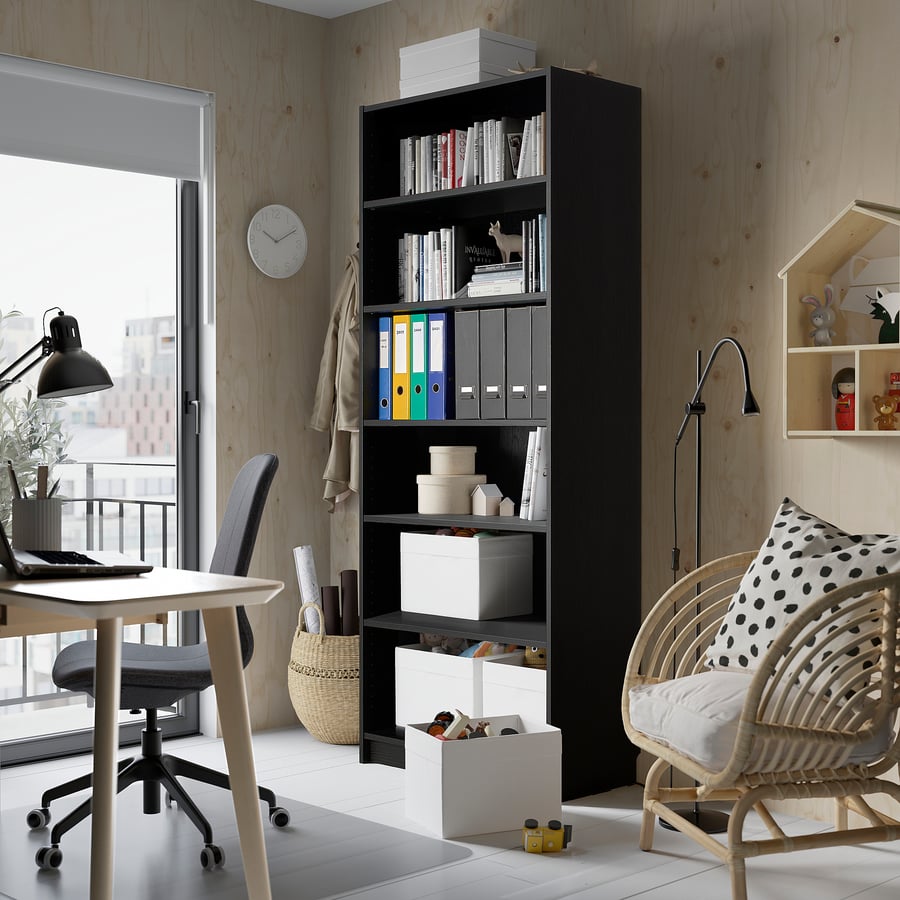 BILLY bookcase, black oak effect, 80x39x202 cm IKEA Belgium