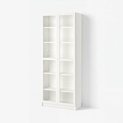 BILLY / OXBERG Bookcase with glass-doors, white/glass, 80x41x202 cm