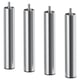 Four stainless steel BJORLI legs with adjustable screws, cylindrical shape, brushed finish. Ideal for furniture assembly.