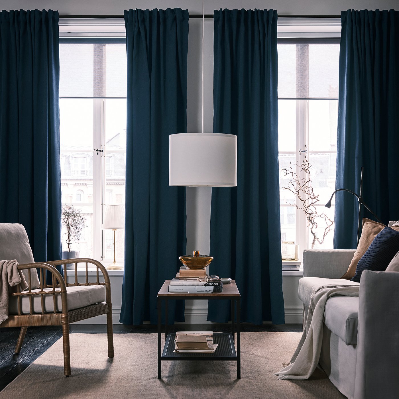 navy blue curtains