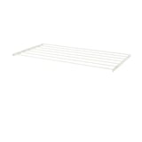 A white BOAXEL drying rack, made of steel, rectangular in shape, with a shelving design, suitable for organizing laundry.
