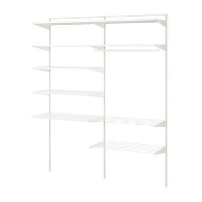 White BOAXEL wall storage system with multiple shelves.