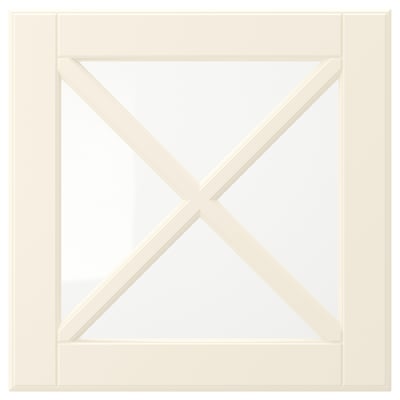 BODBYN off-white kitchen cabinet with beveled panels, fiberboard, square design.