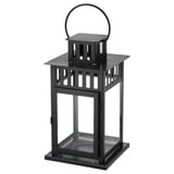 Black BORRBY lantern, square shape, steel & glass, suitable indoor/outdoor use.