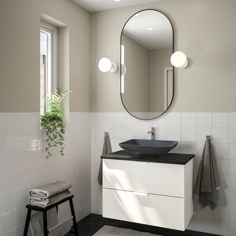 BORSTEN Countertop washbasin, black/stone effect, 50x40 cm IKEA Belgium