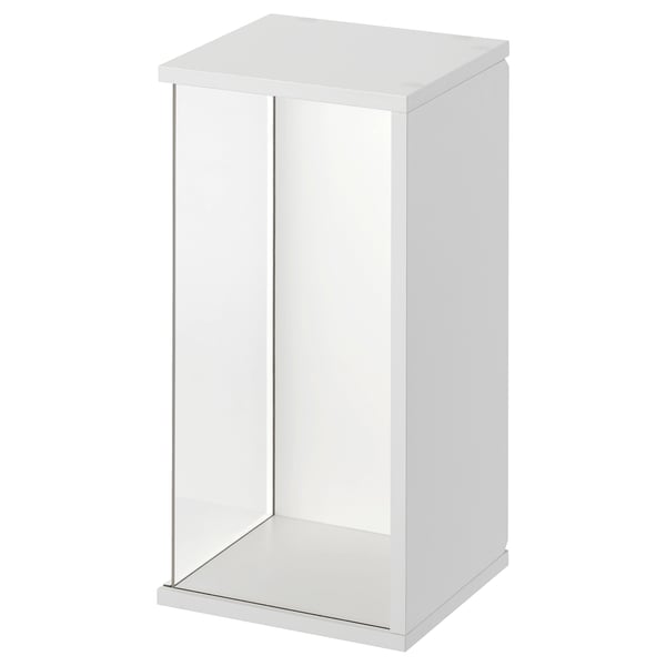 BRÄNNBOLL white, square display cabinet, clear panels, modern, minimalist design.