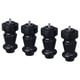 Four black wooden legs with screws at top, smooth finish.