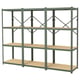 BROR shelf unit, green, metal and wood, rectangular, sturdy design.